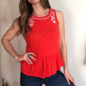 LAST CHANCE Old Navy Peplum Embroidered Neck Tank